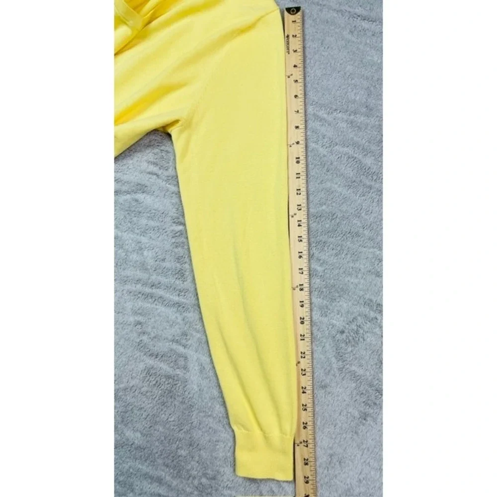 Lands' End Men's Sweater Large Tall Yellow V-Neck 100% Supima Cotton Long Sleeve